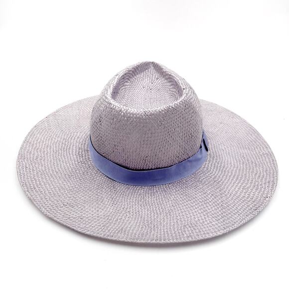 Eugenia Kim Harlow Straw Hat Fedora Lavender PurpleWide Brim Women's One Size - Picture 8 of 13